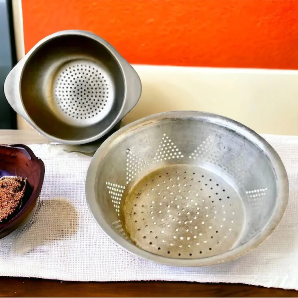 Aluminum Colander Basket Strainer Cooking Kitchen Utensil Vintage USED
